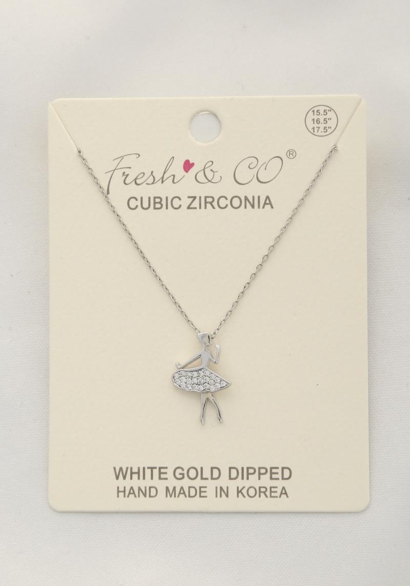 BALLERINA CHARM WHITE GOLD DIPPED NECKLACE