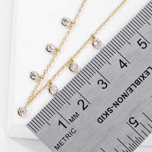 RHINESTONE DANGLE GOLD DIPPED NECKLACE