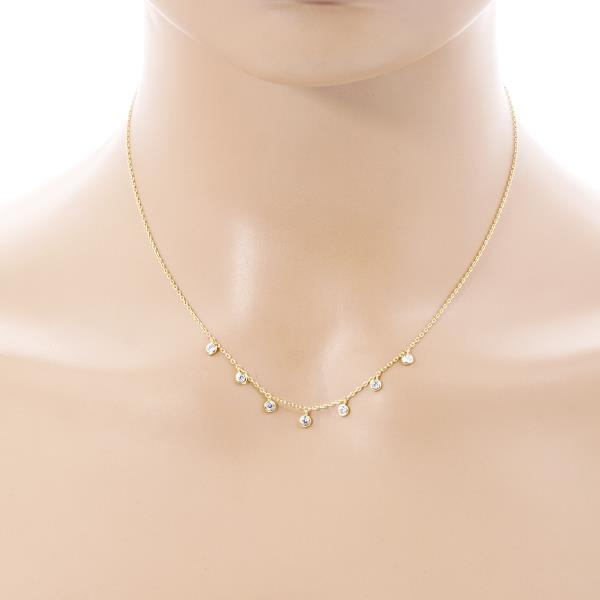 RHINESTONE DANGLE GOLD DIPPED NECKLACE