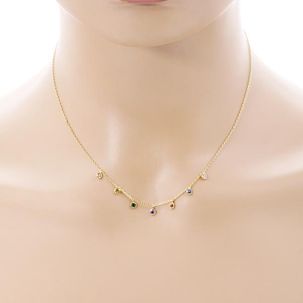 RHINESTONE DANGLE GOLD DIPPED NECKLACE