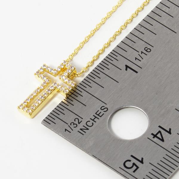 GOLD DIPPED CZ CROSS PENDANT NECKLACE