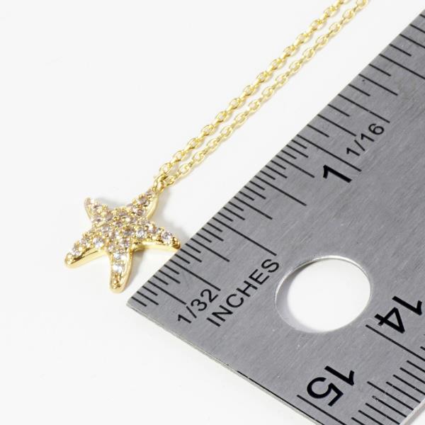 GOLD DIPPED CZ STARFISH PENDANT NECKLACE