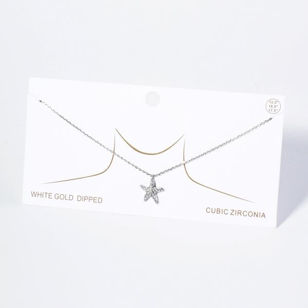 GOLD DIPPED CZ STARFISH PENDANT NECKLACE