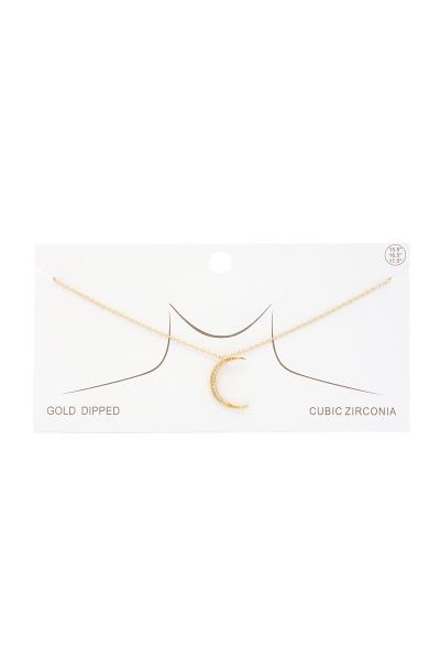 CRESCENT MOON CHARM GOLD DIPPED NECKLACE