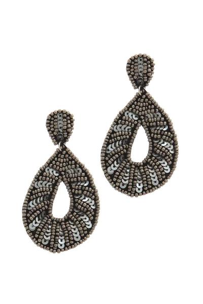 SEQUIN SEED BEAD TEARDROP SHAPE DROP EARRING