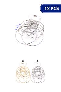 FASHION METAL 4 PAIR HOOP EARRING (12 UNITS)