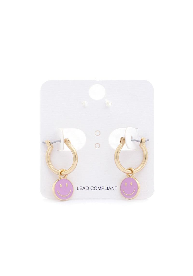 HAPPY FACE HUGGIE EARRING
