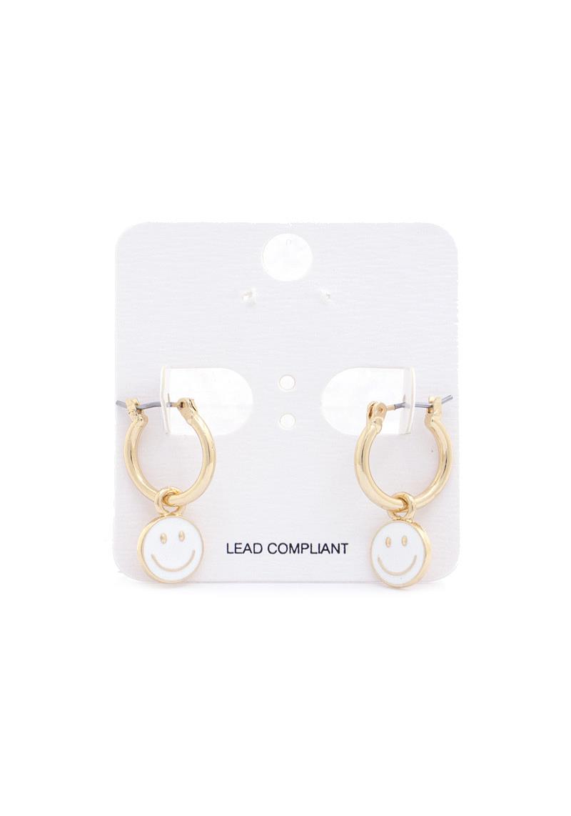 HAPPY FACE HUGGIE EARRING