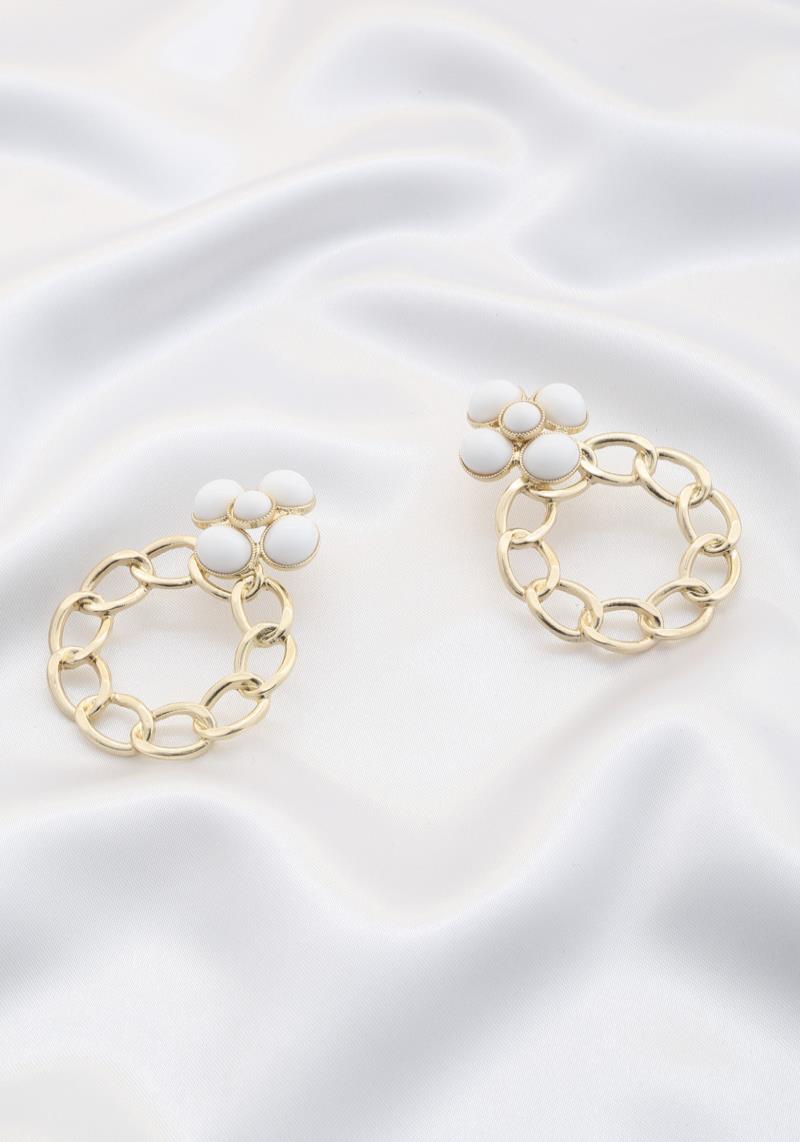 FLOWER CIRCLE LINK METAL EARRING