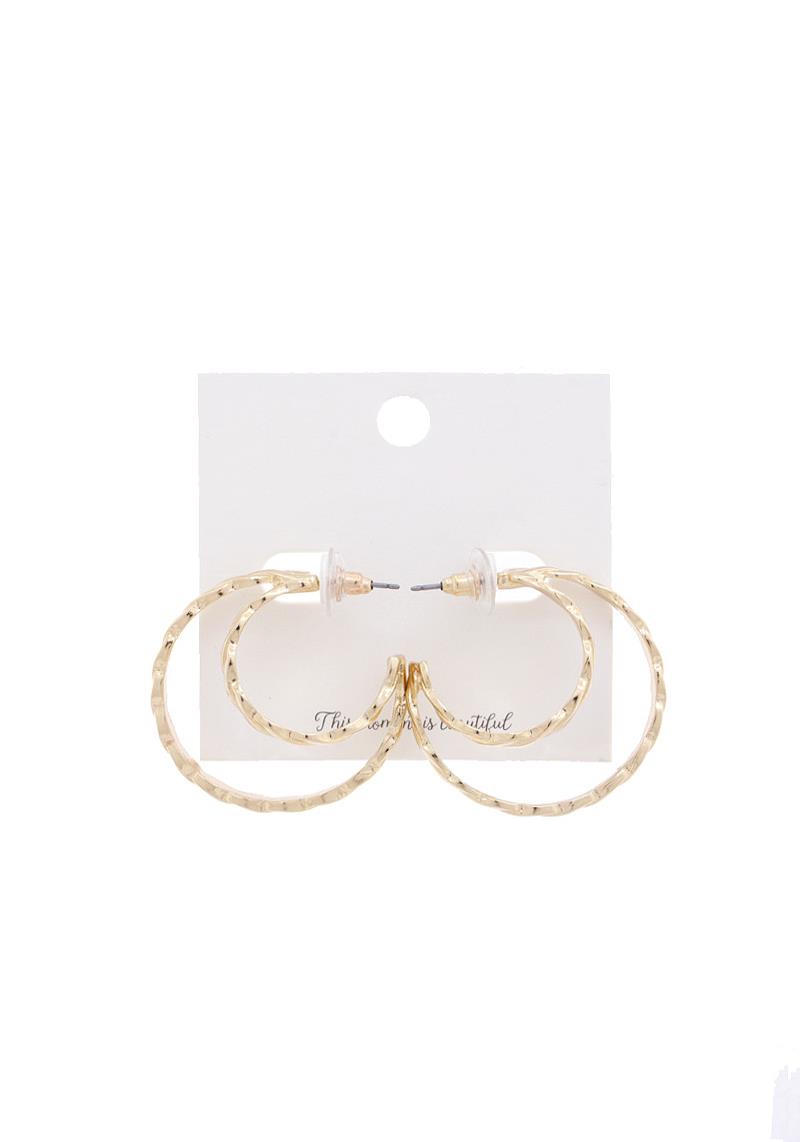 TWISTED DOUBLE CIRCLE METAL EARRING