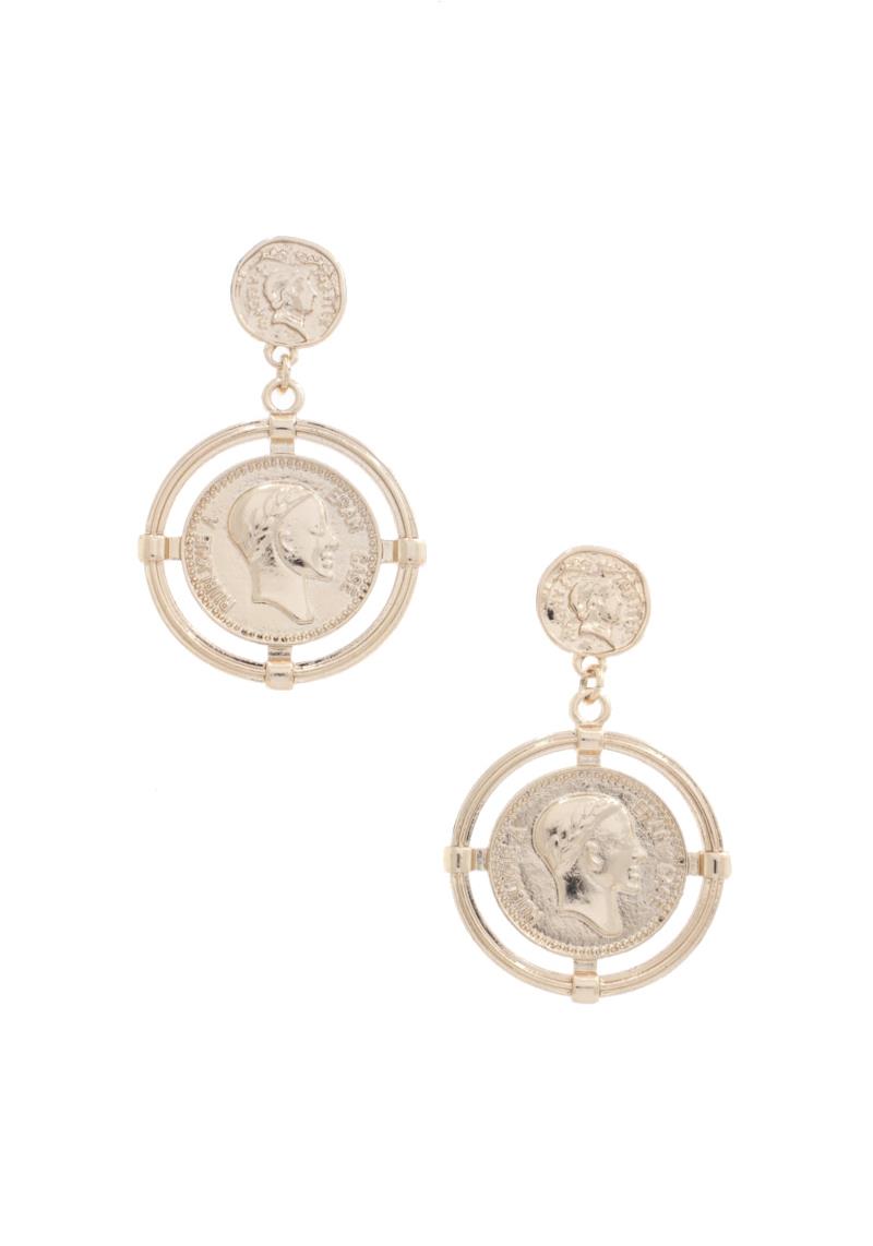 DOUBLE COIN METAL DROP EARRING