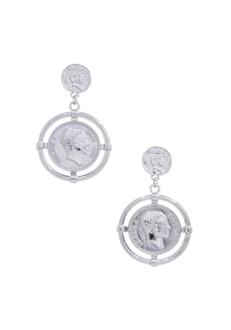 DOUBLE COIN METAL DROP EARRING