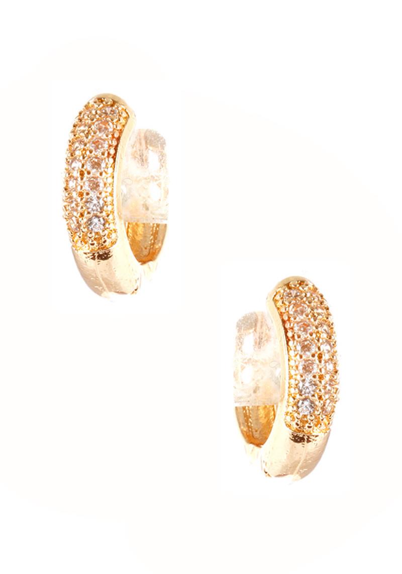 METAL RHINESTONE HUGGIE EARRING