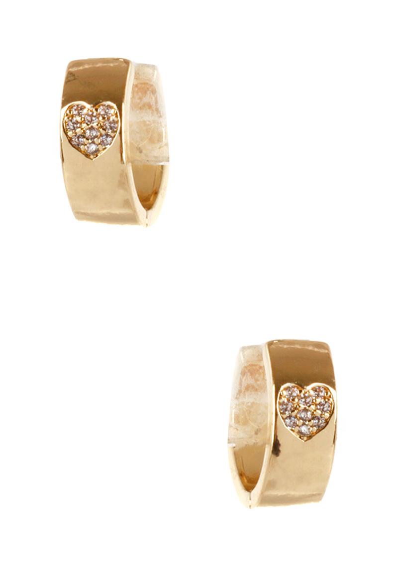 RHINESTONE HEART HUGGIE EARRING