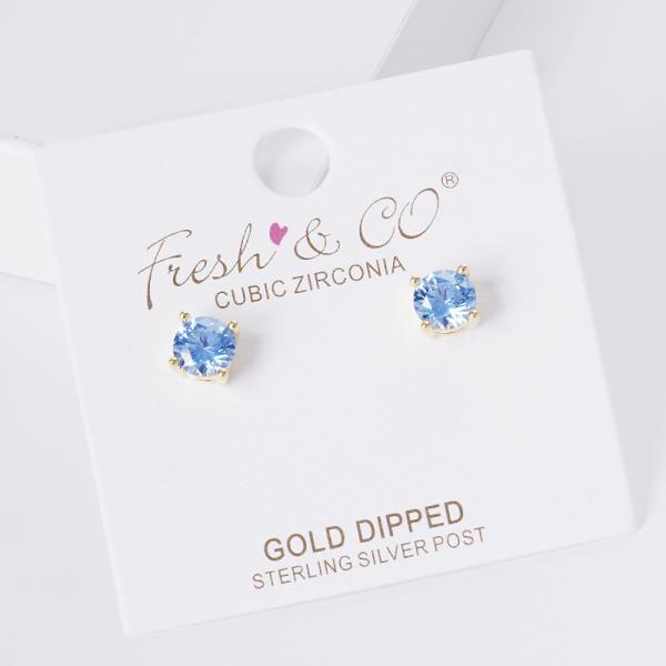 CUBIC ZIRCONIA GOLD DIPPED STUD EARRING