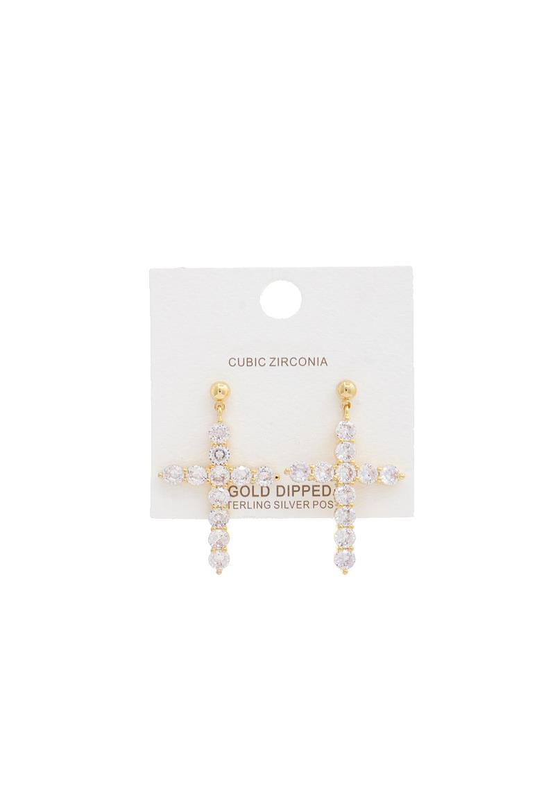 CROSS GOLD DIPPED EARRING
