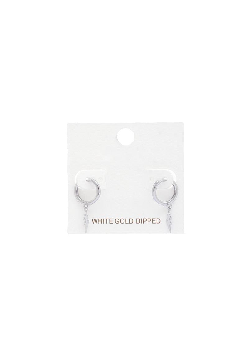 DAINTY LIGHTING BOLT GOLD DIPPED HUGGIE EARRING