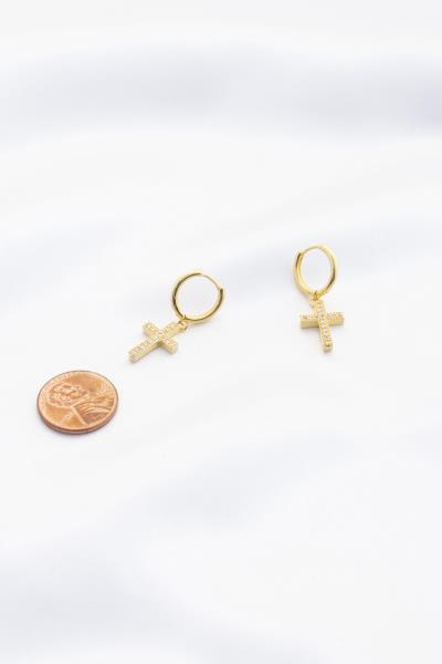 CROSS CRYSTAL MINI HOOP EARRING