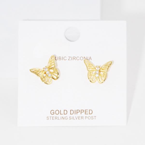 RHINESTONE CENTER BUTTERFLY POST EARRING