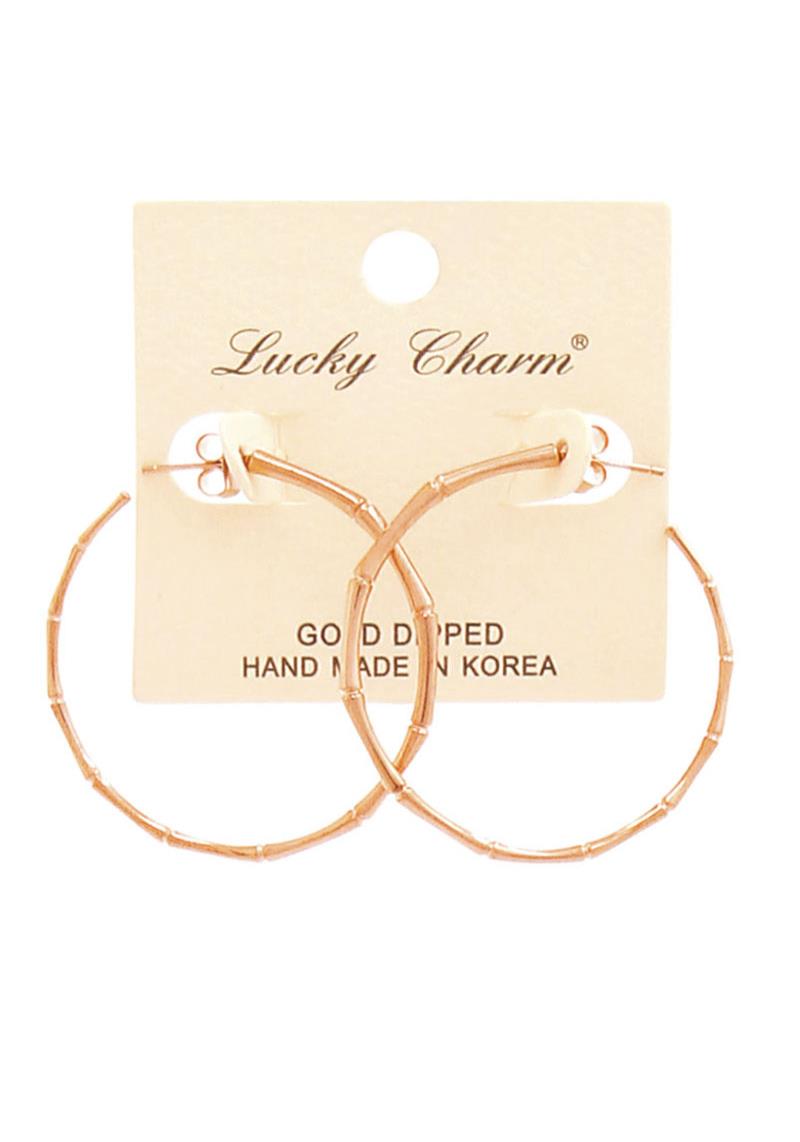 FASHION BAMBOO SHAPE 1.75 INCH HOOP EARRING