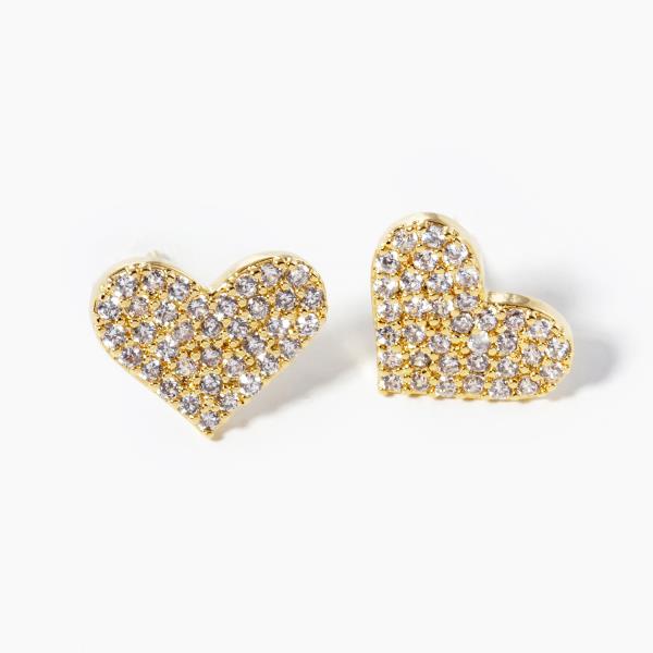 GOLD DIPPED CZ HEART STUD EARRING