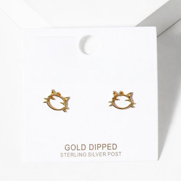 GOLD DIPPED CAT STUD EARRING
