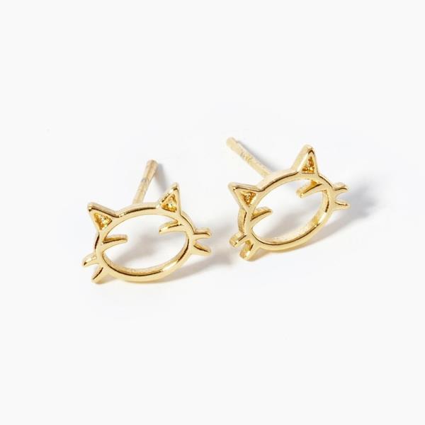 GOLD DIPPED CAT STUD EARRING