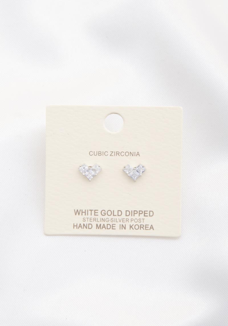 CUBIC ZIRCONIA HEART SHAPE EARRING