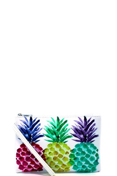 FASHION PINEAPPLE WATERCOLOR PRINT POUCH WITH WRISTLET