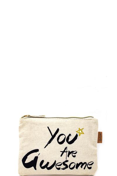 YOU ARE AWESOME CANVAS CLUTCH BAG