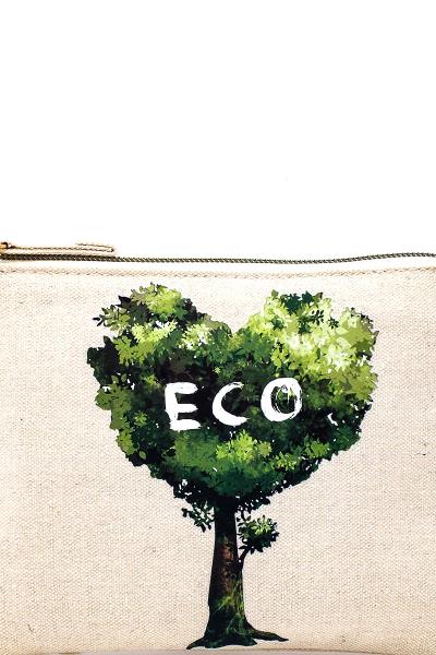 ECO TREE PRINT CANVAS CLUTCH BAG