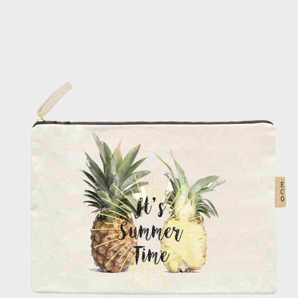 IT IS SUMMER TIME PINEAPPLE PRINT CANVAS ECCO CLUTCH