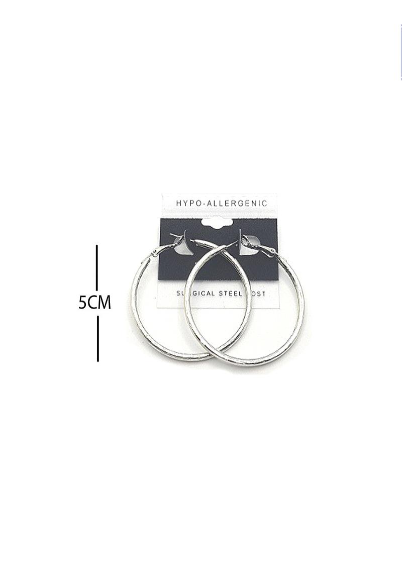 FASHION TEXTURE METAL HOOP 50MM EARRING