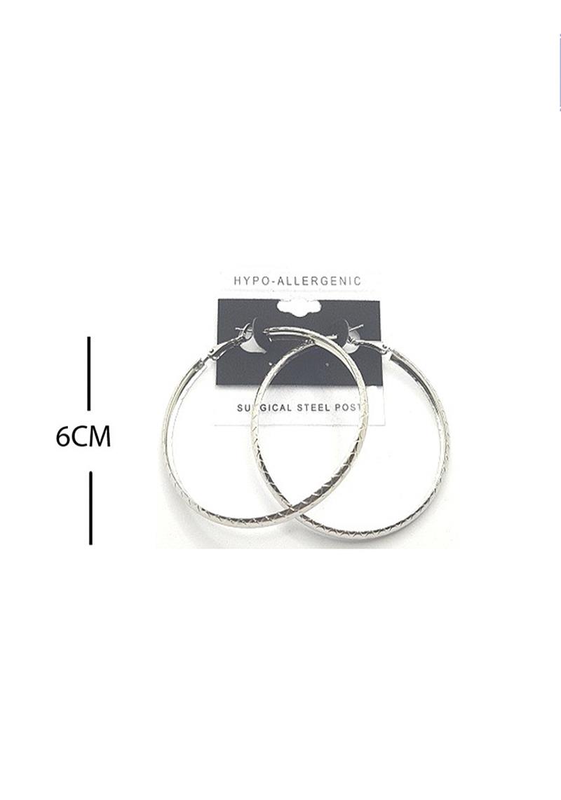 FASHION TEXTURE METAL HOOP 60MM EARRING