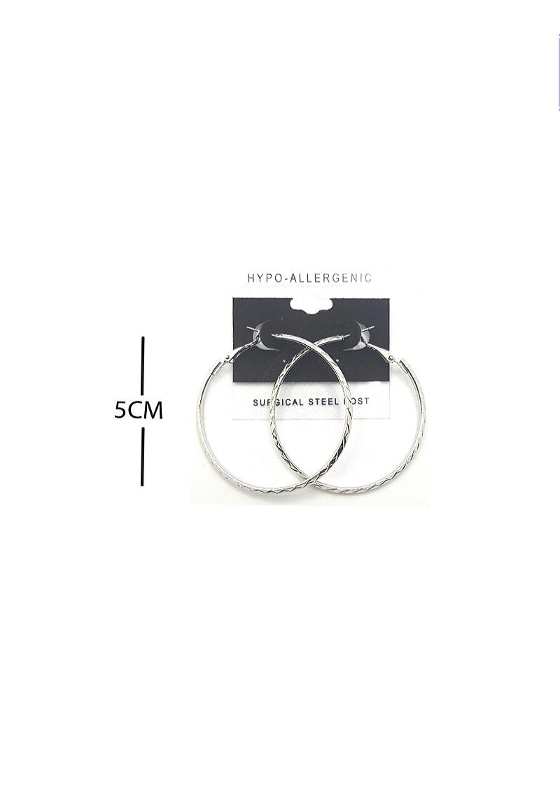 FASHION TEXTURE METAL HOOP 50MM EARRING