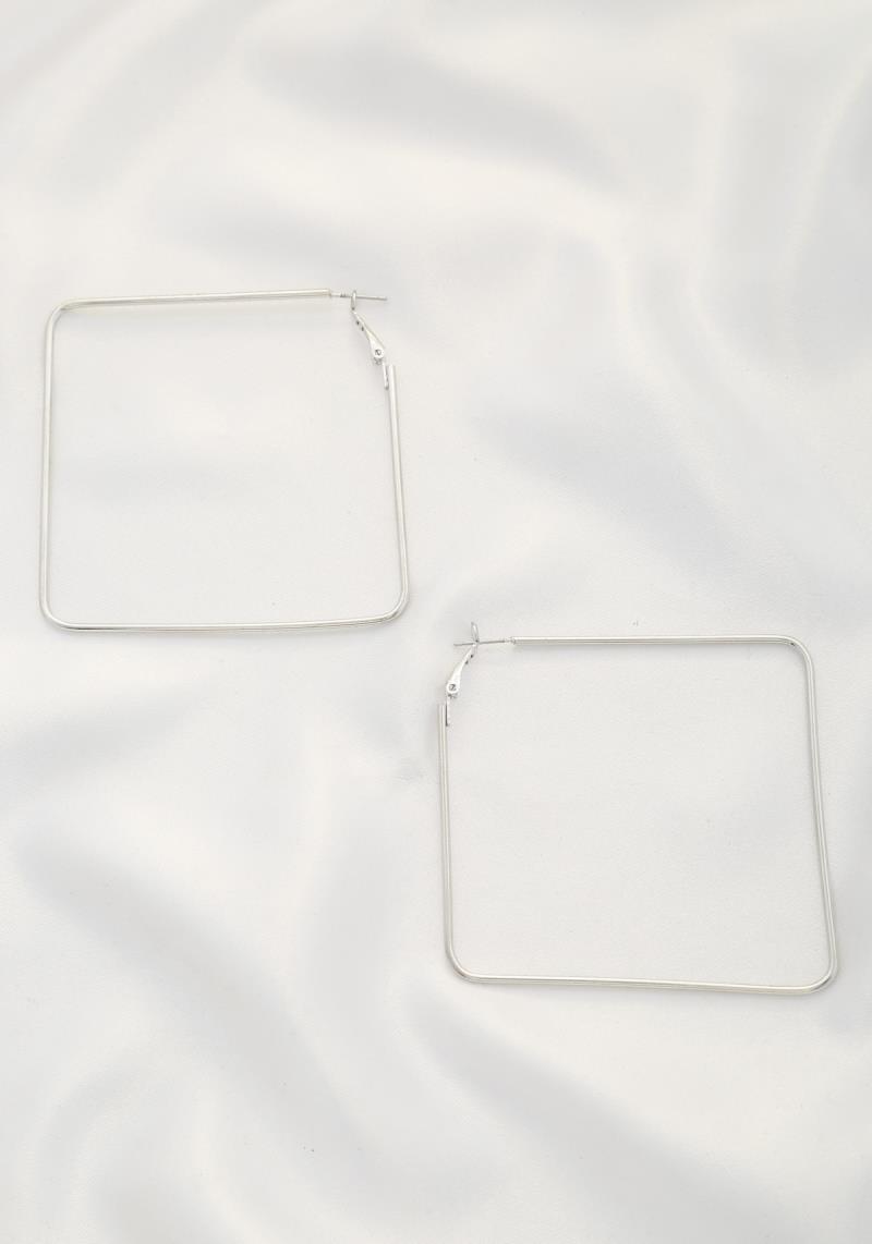 FASHION SQUARE METAL HOOP 60MM EARRING