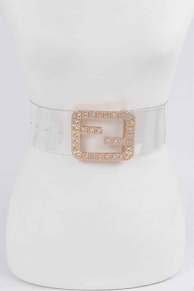 TRANSPARENT STONE BUCKLE BELT