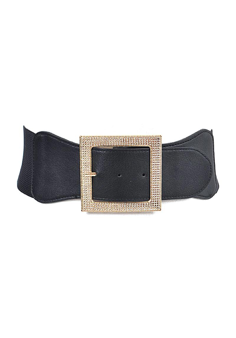 MODERN RHINESTONE ELASTIC BUCKLE BELT