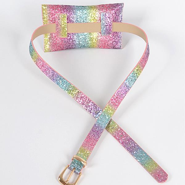 RAINBOW MULTI COLOR GLITTER BELT BAG