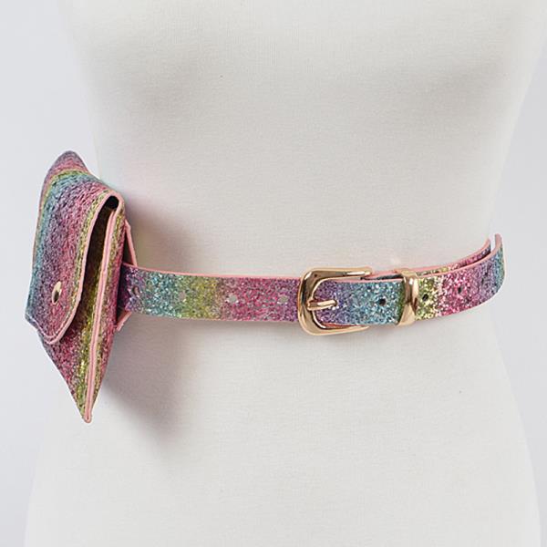 RAINBOW MULTI COLOR GLITTER BELT BAG