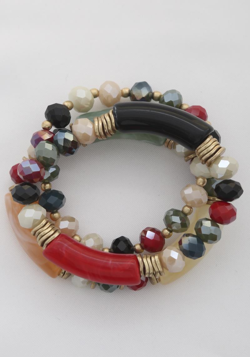 ACRYLIC TUBE BEADED BRACELET SET