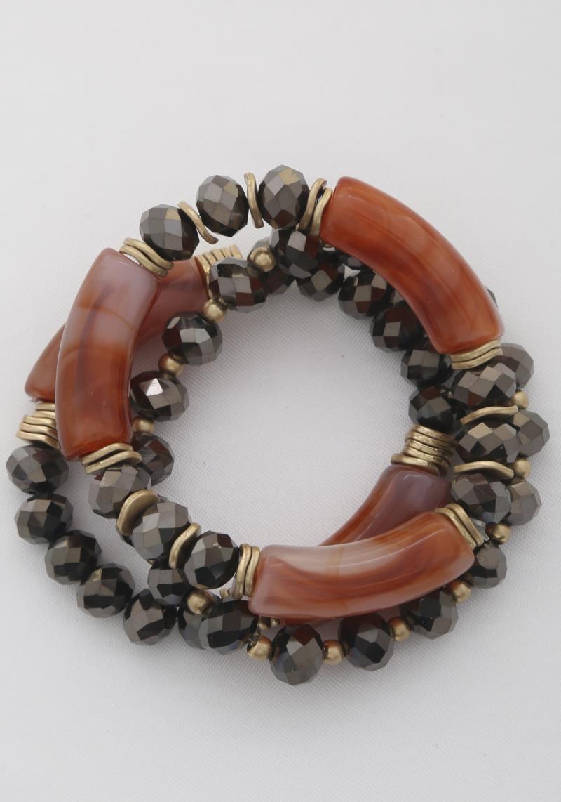 ACRYLIC TUBE BEADED BRACELET SET