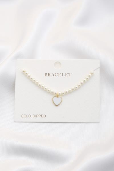 HEART PEARL BEAD BRACELET
