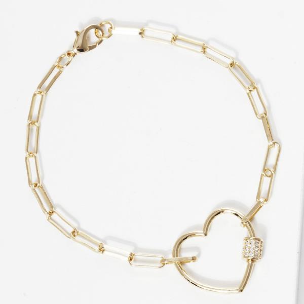 GOLD DIPPED HEART OVAL LINK BRACELET