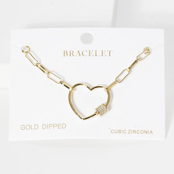 GOLD DIPPED HEART OVAL LINK BRACELET