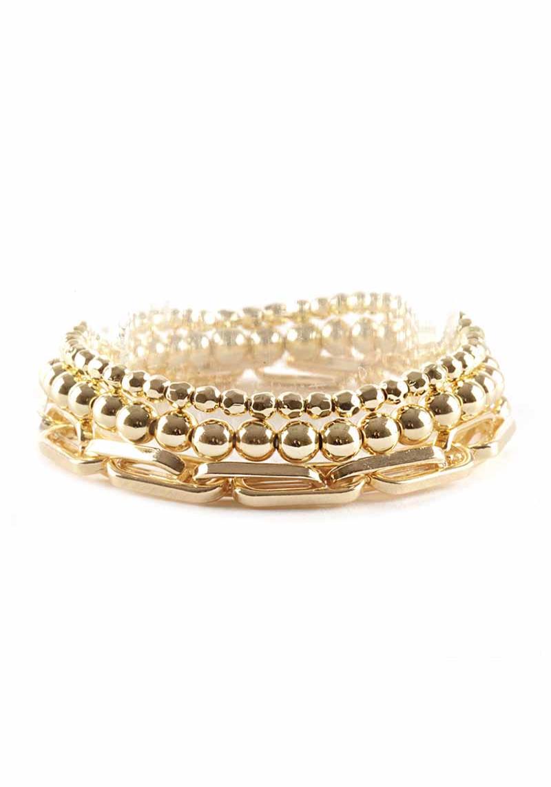 METAL BALL CHAIN STRETCH MULTI BRACELET