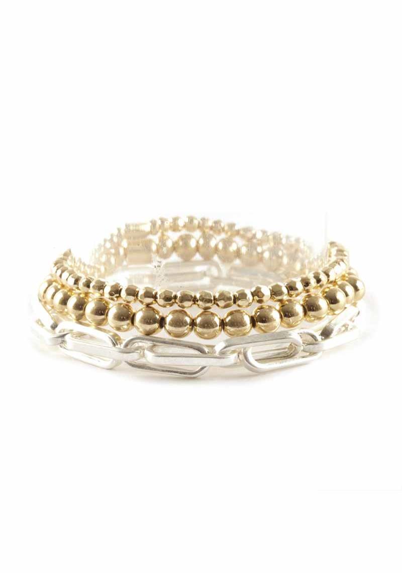 METAL BALL CHAIN STRETCH MULTI BRACELET