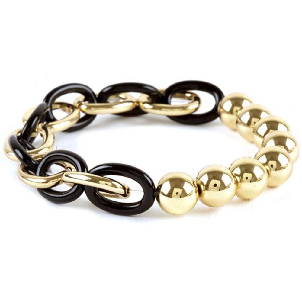 HALF BEAD HALF OVAL LINK BRACELET