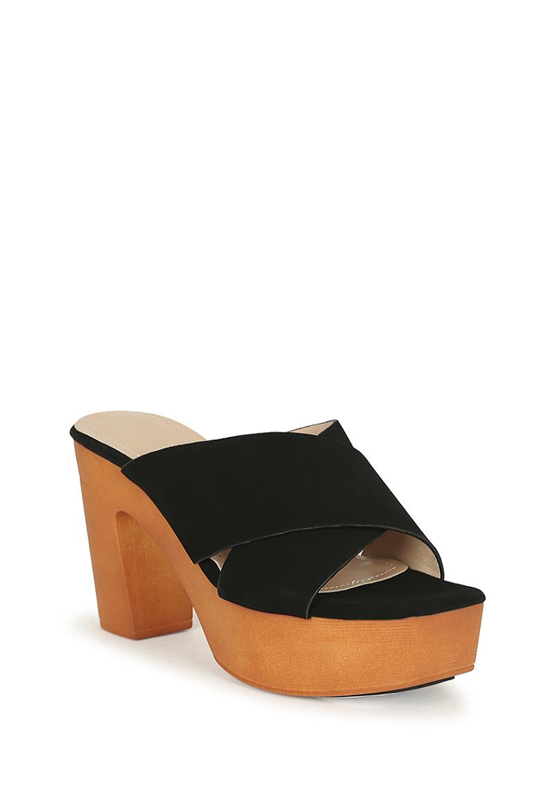 PLAIN CROSSED STRAP SLIP HEEL