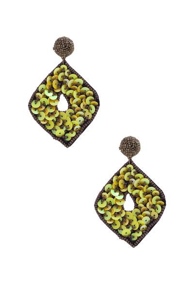 SEQUIN BEADED POST DROP EARRING